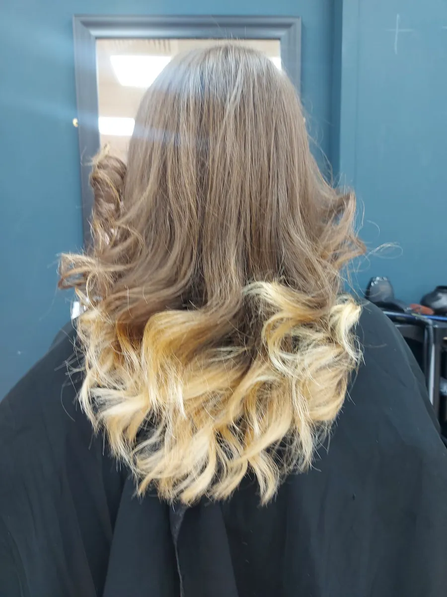 Balayage ombré waves by mobile hairdresser in Kent