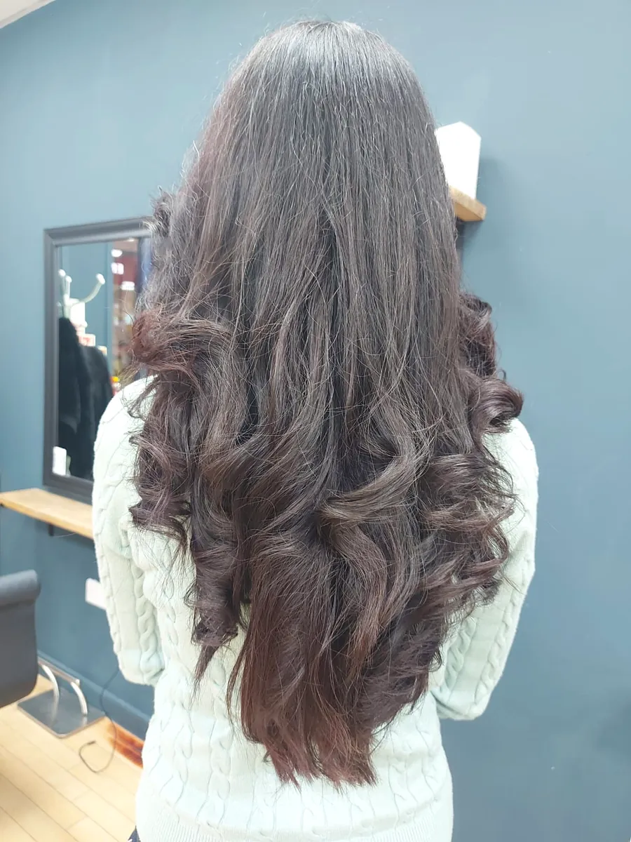 Bridal-ready long brunette curls styled at home